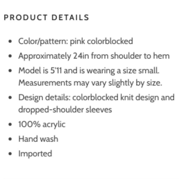 New NWT Olivia Rubin Aria Color Colour Block Sweater Women's Small - Picture 10 of 10